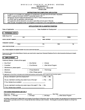 Douglas County School System Employment Application