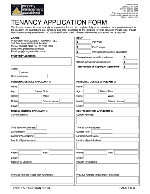 Australian Tenancy Application Form