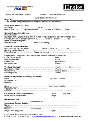 Residential Tenancy Application Form