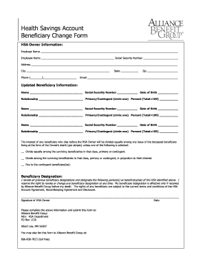 Health Savings Account Beneficiary Change Form