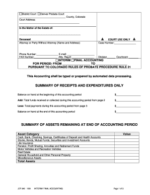 Colorado Interim Final Accounting Form