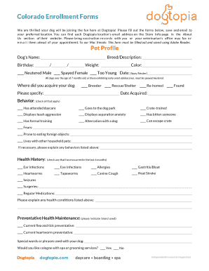 Colorado Dogtopia Enrollment Form