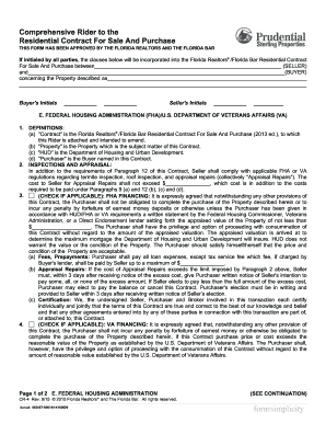 Comprehensive Rider to Residential Contract for Sale and Purchase
