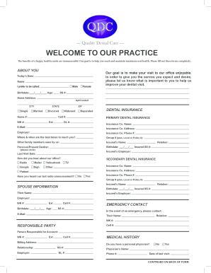 Fillable Online WELCOME TO OUR PRACTICE - Fax Email Print - pdfFiller