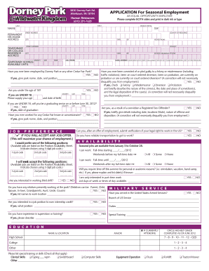 Dorney Park Seasonal Employment Application