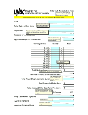 Petty Cash Reconciliation Form