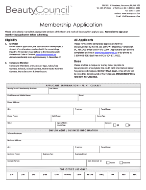 BeautyCouncil Membership Application
