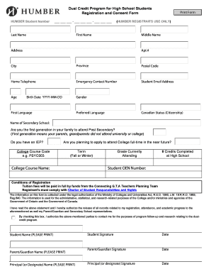 Dual Credit Program Registration and Consent Form