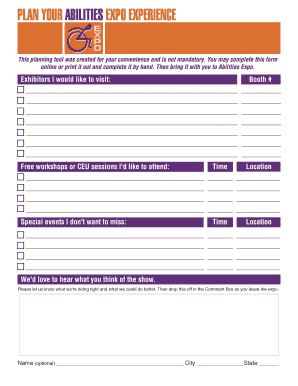 Abilities Expo Planning Form