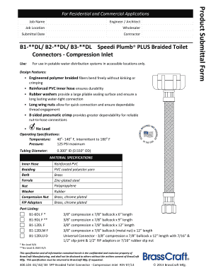Product Submittal Form for Speedi Plumb Braided Toilet Connectors