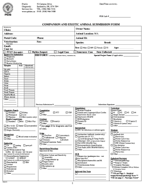 Companion and Exotic Animal Submission Form