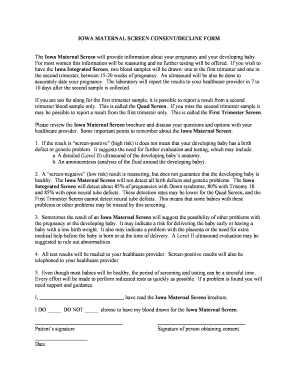 Iowa Maternal Screen Consent Form