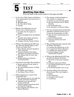 Chapter 5 Test on Identifying Main Ideas