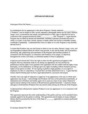 Appearance Release Form