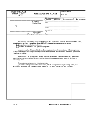 Hawaii Family Court Appearance and Waiver