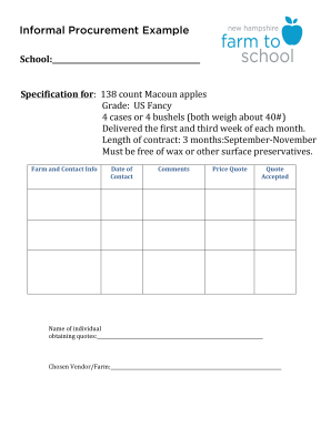 Grant application examples - Informal Procurement Example - nhfarmtoschoolorg