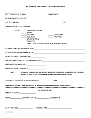Request for Employment or Change in Status
