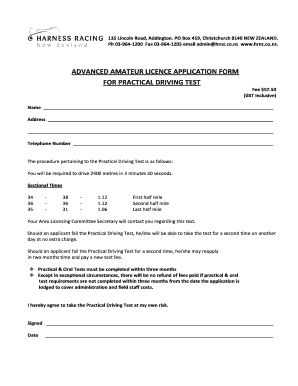 Advanced Amateur Licence Application Form