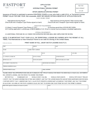 Application for International Driving Permit