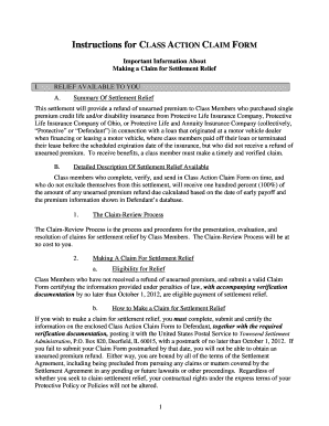 Class Action Claim Form