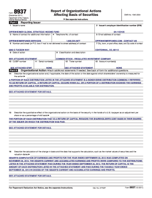Form 8937 Report of Organizational Actions