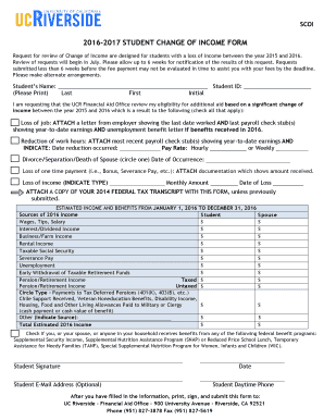 2016-2017 Student Change of Income Form