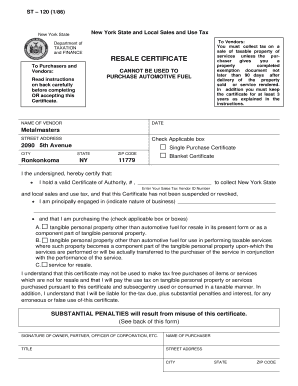 Fillable Online ST 120 186 New York State and Local Sales and Use Tax Fax Email Print - pdfFiller