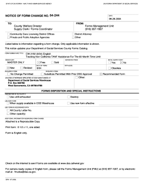 California TANF Assistance Tracking Form