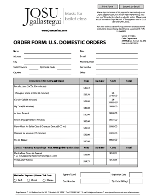 Sugal Records Order Form