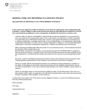 Declaration of Impartiality of a Procurement Officer