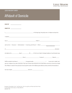Affidavit of Domicile for Legg Mason Funds
