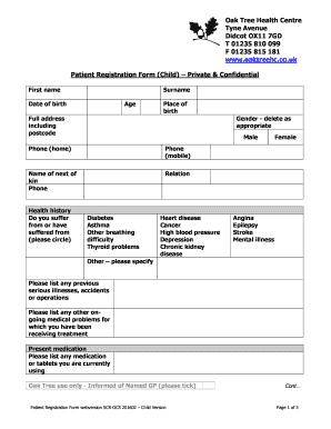 Fillable Online Oaktreehc Co Oak Tree Health Centre Oaktreehc Co Fax Email Print Pdffiller
