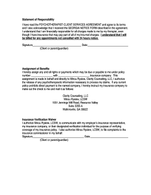 Psychotherapist-Client Services Agreement