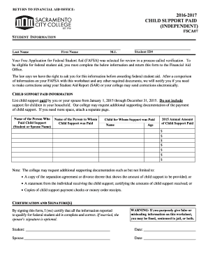 Child Support Paid Verification Form