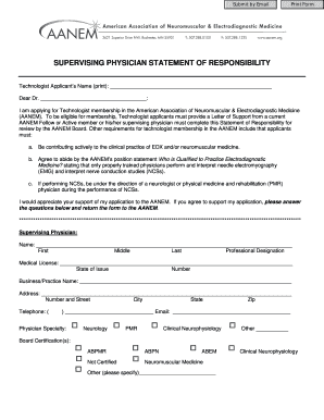 Supervising Physician Statement of Responsibility