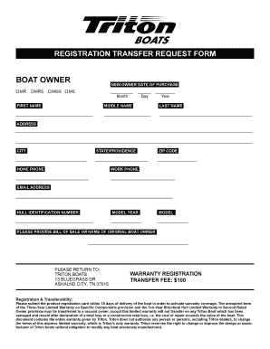 Boat Registration Transfer Request Form
