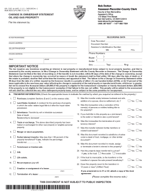 California Change in Ownership Statement