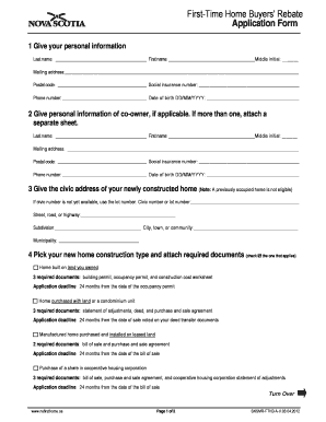 First-Time Home Buyers' Rebate Application Form