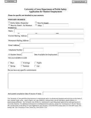 University of Iowa Student Employment Application
