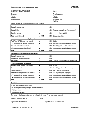 Directive sur l'engagement de personnel de maison SPECIMEN
