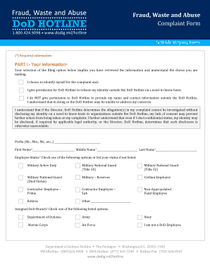 Fraud Waste and Abuse Complaint Form