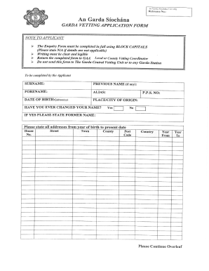 Garda Vetting Application Form