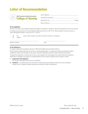Letter of Recommendation for Nursing Program