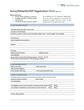 Nurse/Midwife/ODP Registration Form