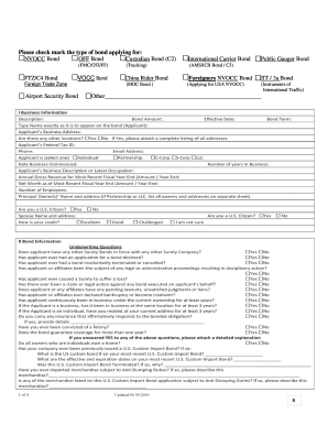 US Customs Bond Application Form