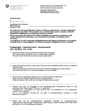 Swiss Citizenship Application Form