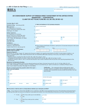 Form BE-12 Claim for Not Filing