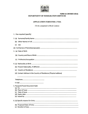 Kenya Visa Application Form