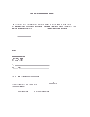Final Waiver and Release of Lien