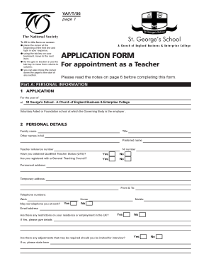 Teacher Application Form
